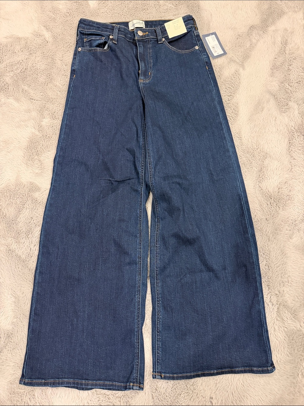 Wide Leg High-Rise Jeans - Dark Blue 8 short